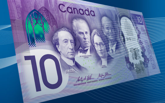 10 CND banknote celebrating 150th birthday of Canada