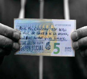 5€ Banknotes support of Homeless social claims