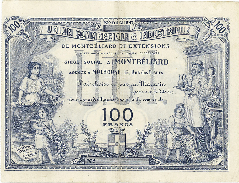 Union Commerciale & Industrielle de Montbéliard - Bon de 100 Francs