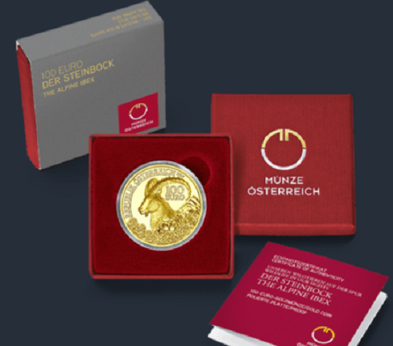 Austria - €100 gold coin dedicated to alpin IBEX