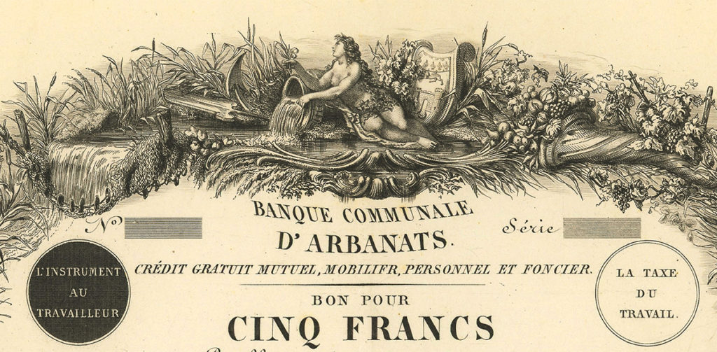 Le billet de 5 francs de La Banque Communale d'Arbanats, fondée par Maurice de La Châtre