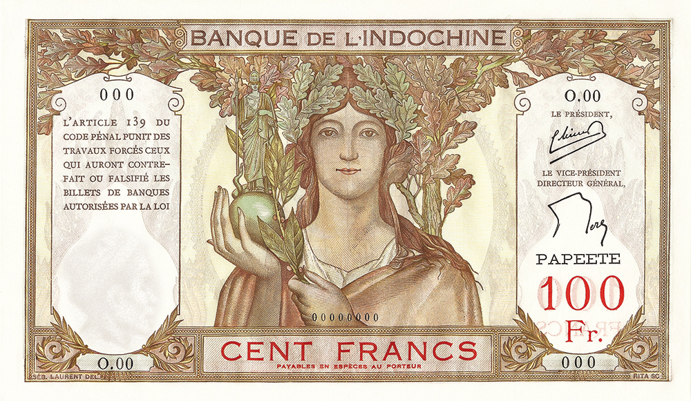 Cent francs, ruines d’Angkor, type 1931 - IEOM