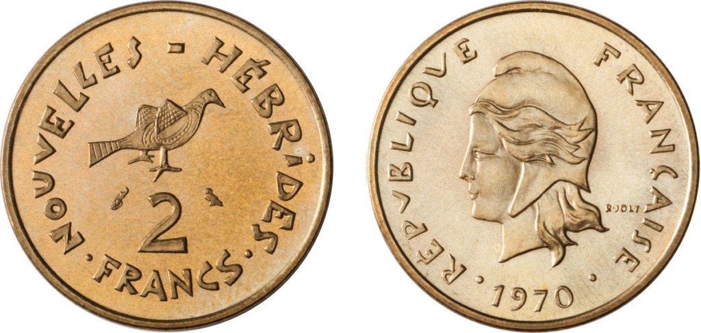 2 francs 1970 - Nouvelles Hébrides - gravure Joly 