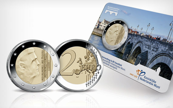 KNM 2017 €2 euro coin -SATIJN mintmark, proof and BU transition coin sets