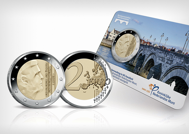 KNM 2017 €2 euro coin -SATIJN mintmark, proof and BU transition coin sets