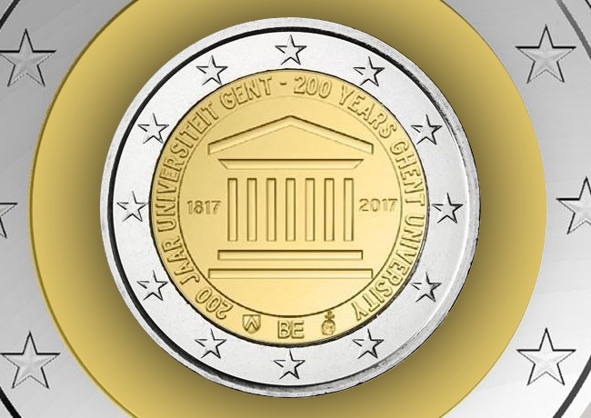 2017 €2 commemorative coin from BELGIUM – GAND UNIVERSITY and end of Belgian mint worshop