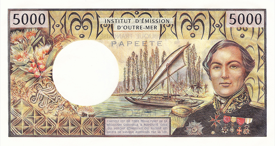 Cinq mille francs, Bougainville, type 1970 avec indication géographique - IEOM