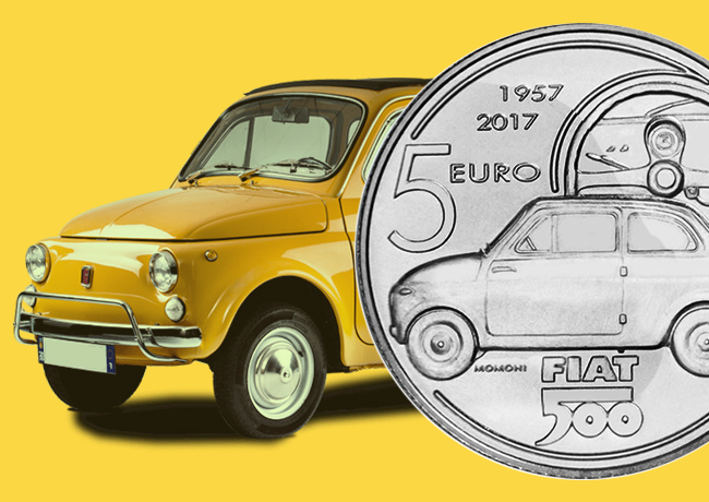 5€ FIAT 500 – 2017 célébrant les 60 ans de la FIAT 500