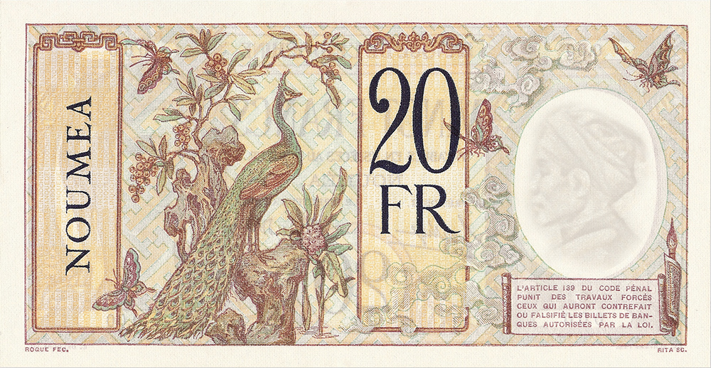 20 francs au paon, type 1927 Polynésie française