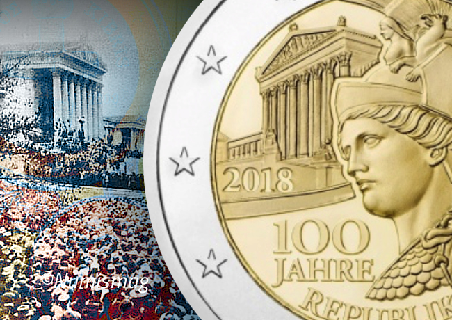 Austrian 2018 €2 commemorative coin – 100th anniversary of austrian Republic