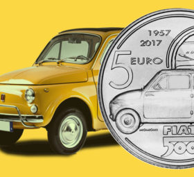 2017 italian €5 euro coin dedicated to FIAT 500 car
