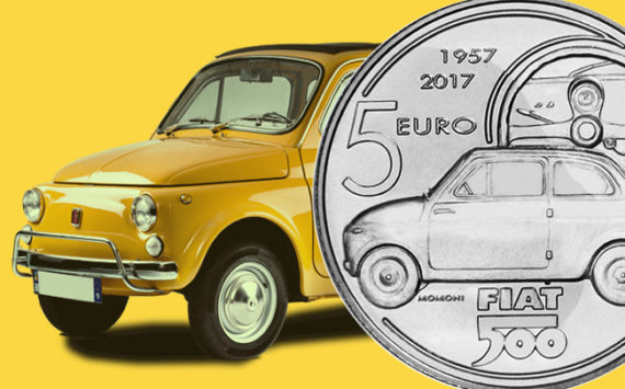 2017 italian €5 euro coin dedicated to FIAT 500 car