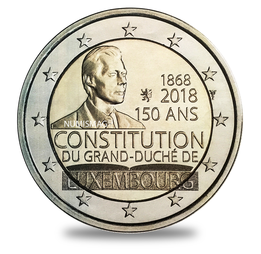 2€ 2018 commémorant le 150e anniversaire de la Constitution luxembourgeoise