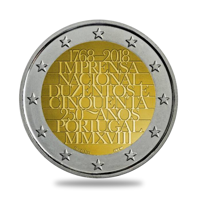 2€ - 250 ans de l'imprimerie nationale du Portugal - 2 euro commémorative - 2 euro commémorative - Portugal 2018