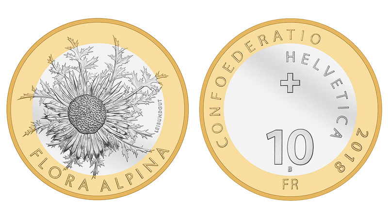 10 fr -Bimetallic coin "Carline thistle" - FLORA ALPINA series