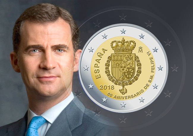 2€ commémorative espagnole 2018 – 50 ans du roi FELIPE VI d’Espagne