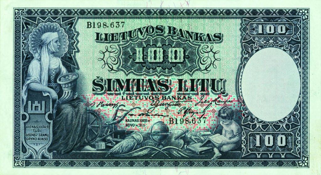 100 litas - lietuvos bankas - 1928