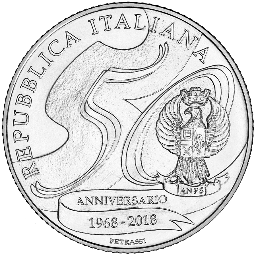5 euro - 50 th Anniversary of the foundation of the National Association of the State Police italy 2018