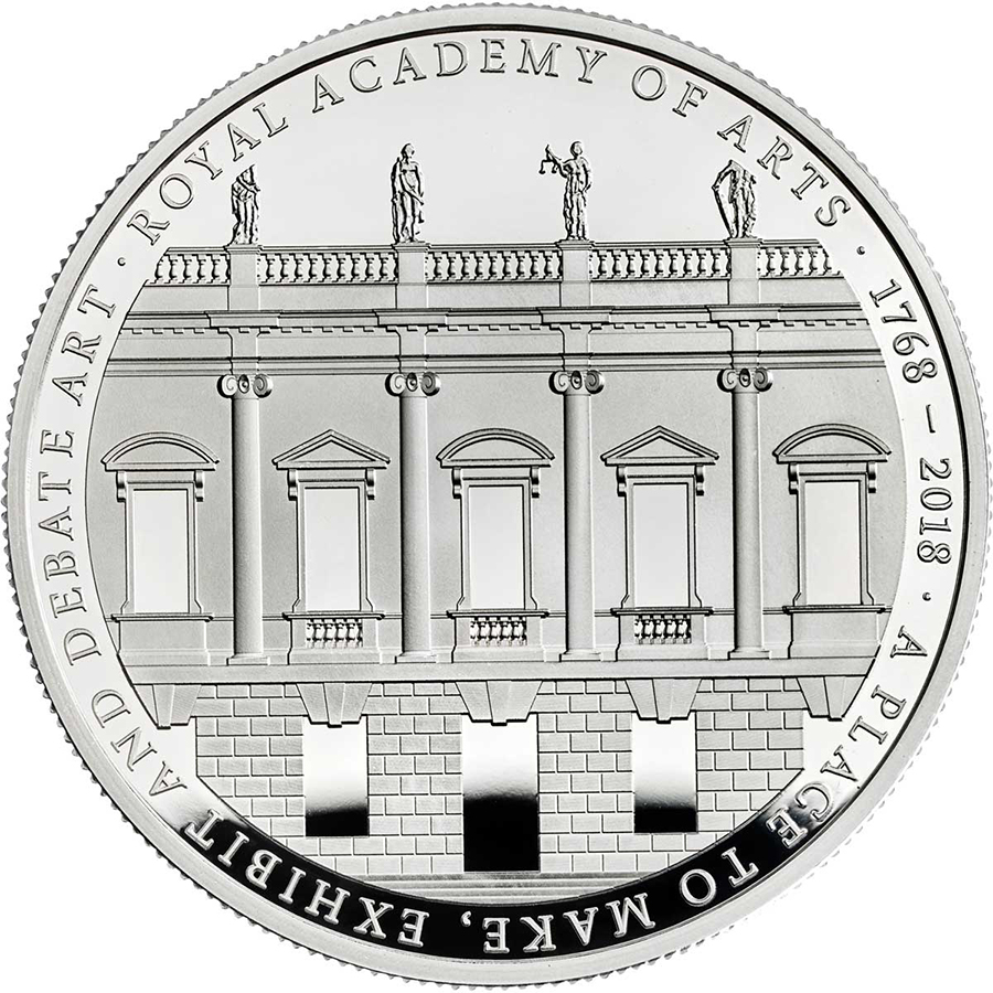 Commemorative 5 pounds proof silver coin marking 250th anniversary of Royal Academy