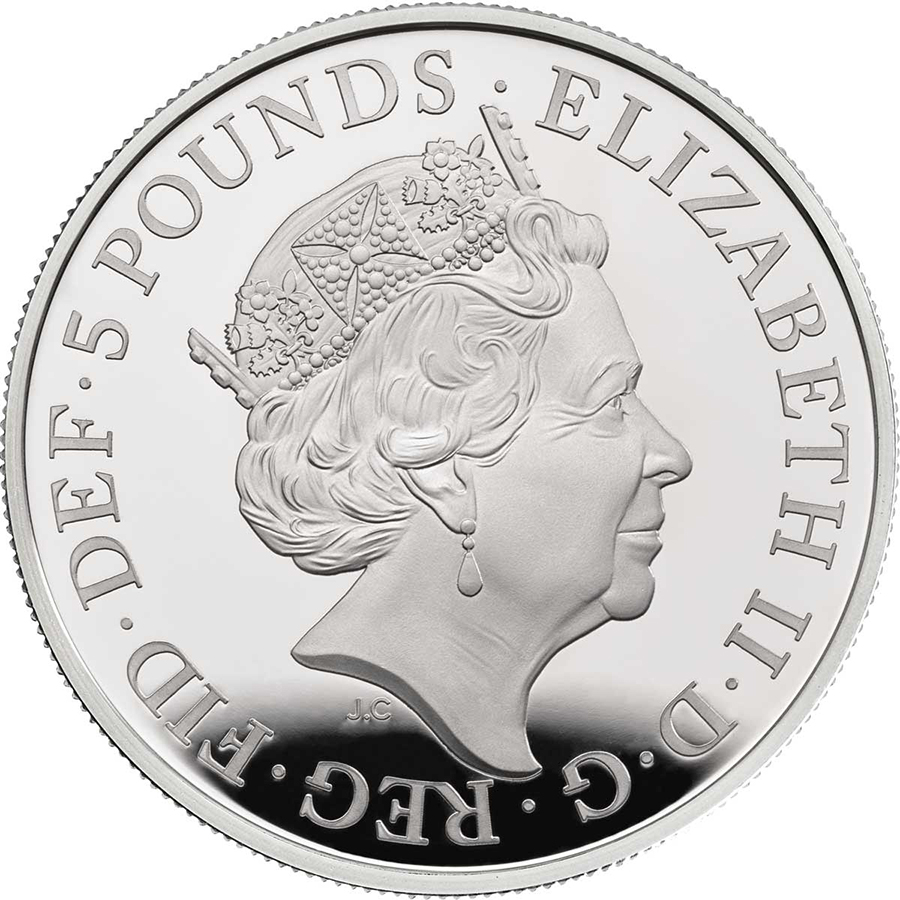 Commemorative 5 pounds proof silver coin marking 250th anniversary of Royal Academy
