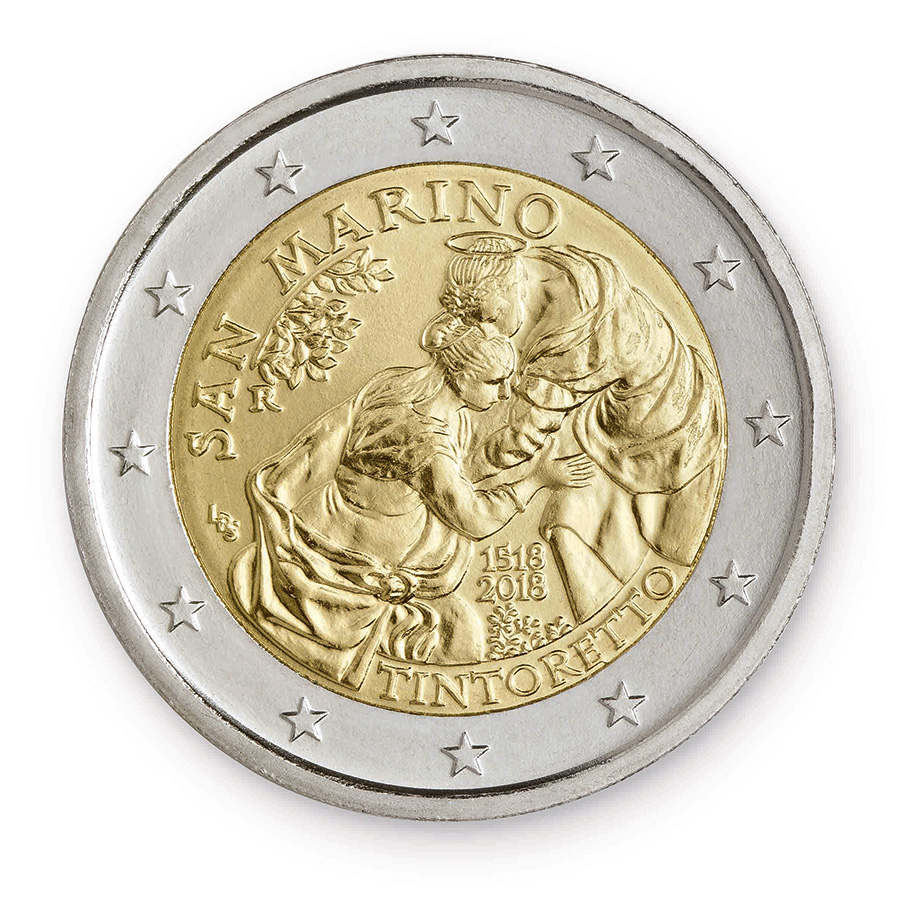 2018 €2 commemorative coin of SAN MARIN dedicated to Renaissance painter TINTORETTO