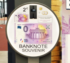 Brandenburg gate zero euro banknote, available in 2018 BERLIN WORLD MONEY FAIR