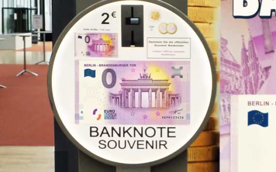 Brandenburg gate zero euro banknote, available in 2018 BERLIN WORLD MONEY FAIR