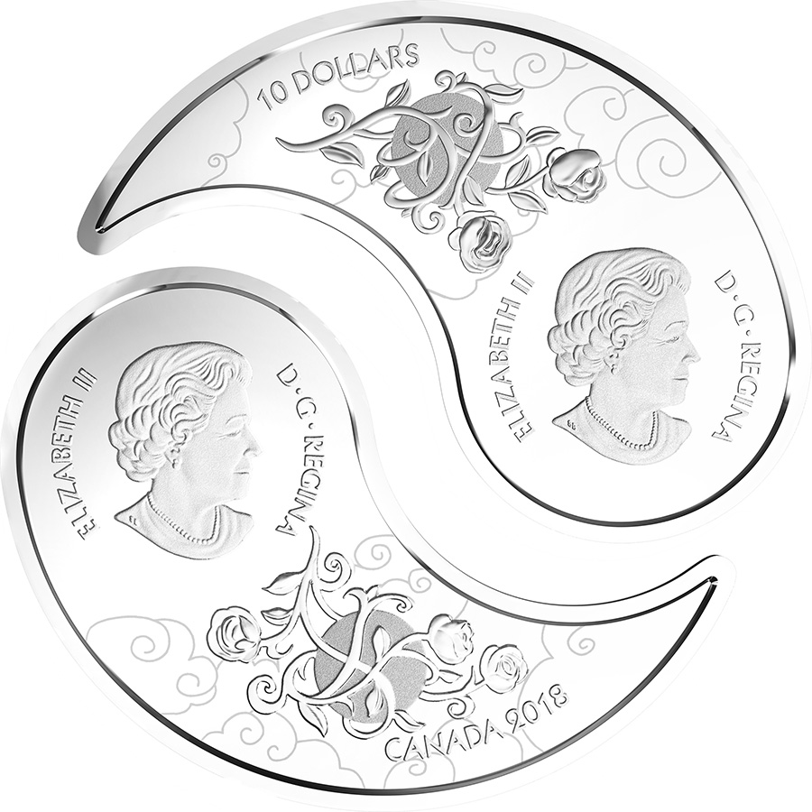 10 $ en argent fin 2018 – Le yin et le yang en noir et blanc