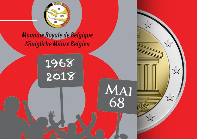 BELGIQUE: 2€ 2018 commémorant le 50ème anniversaire de MAI 1968