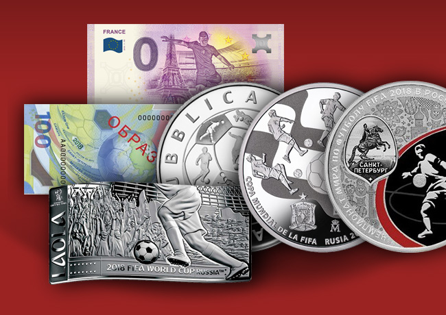 Monnaies et billets commémoratifs coupe du monde de Football FIFA Russie 2018