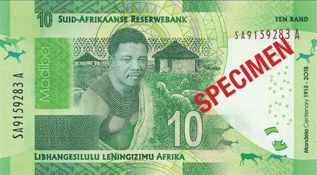 r10 South Africa: commemorative banknotes and coins for centenary of MANDELA's birth