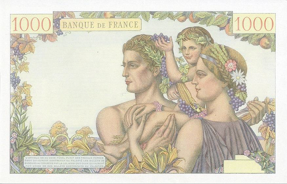1 000 francs ATHENA type 1951 - Banque de France – Non émis