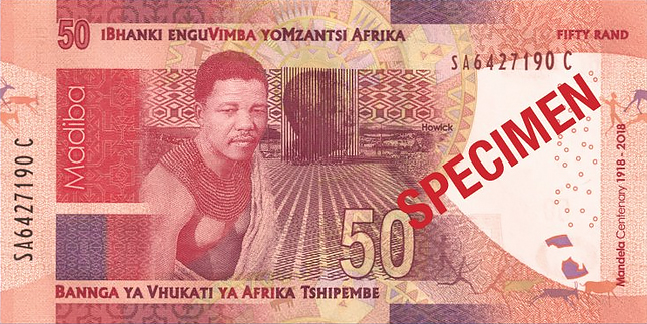 r50 South Africa: commemorative banknotes and coins for centenary of MANDELA's birth