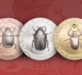 Elisabeth II 5$ Cook Islands Scarab Beetle – 3-Coin Set HR 1 oz Silver Proof