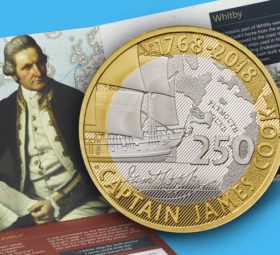 Commemorative Coins – Captain COOK celebrated by Royal Mint silver and gold coins