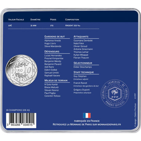 10€ argent - La France championne du monde de Football - Russie 2018 - Monnaie de Paris