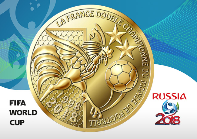 Mini medal Two times champion of the world cup of football 1998-2018