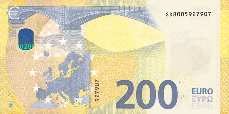 2019 new €100 and €200 euro banknotes - EUROPA series