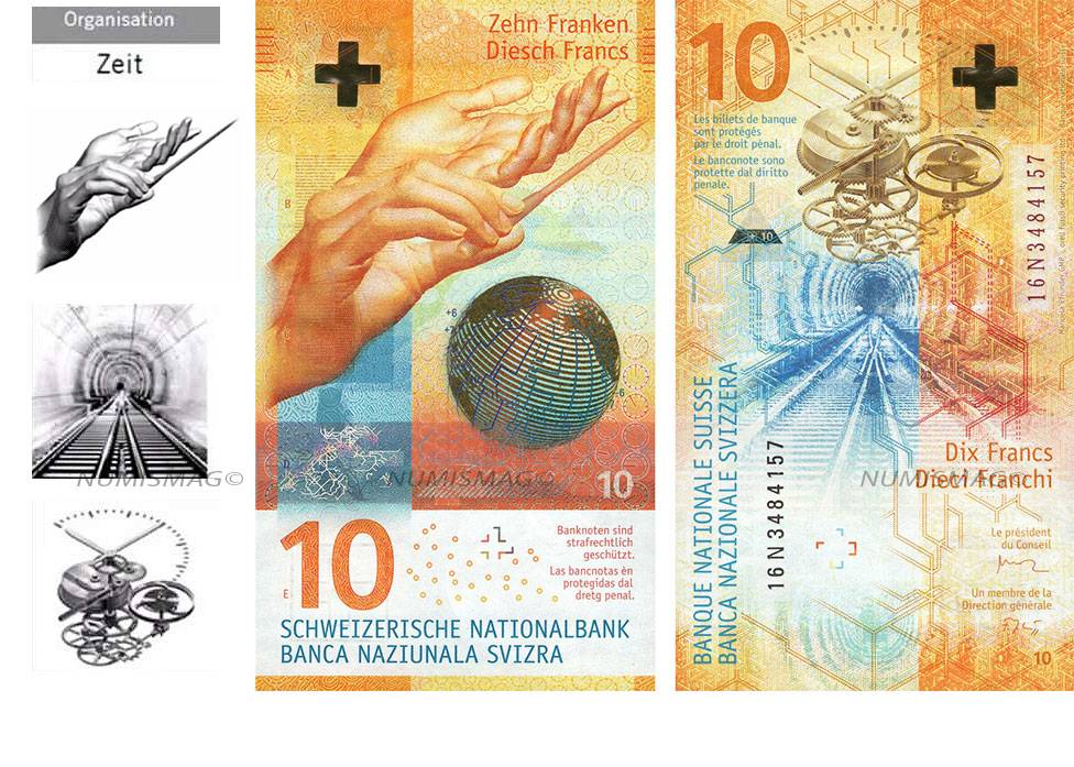 New range of swiss banknotes - 10, 20, 50, 100, 200 and 1000 swiss francs