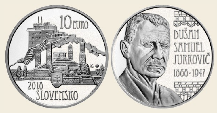 €10 silver coin dedicated to 150th anniversary of Dušan Samuel Jurkovič birth - 2018
