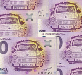 Zero euro banknote celebrating the 1989 fall of Berlin Wall – Germany 2018