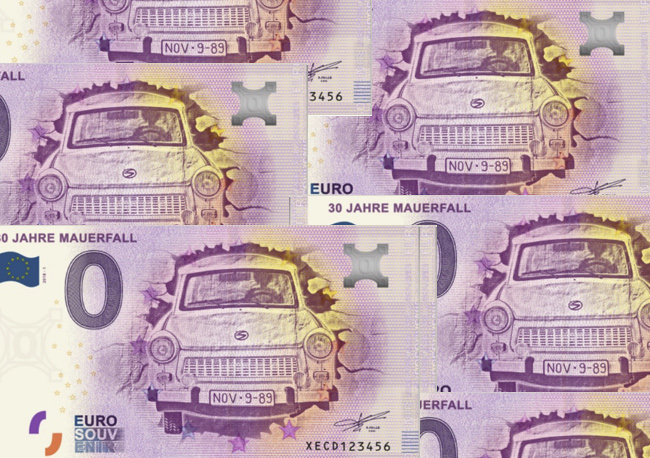 Zero euro banknote celebrating the 1989 fall of Berlin Wall – Germany 2018