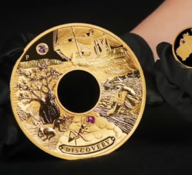 Discovery” the gold and pink diamonds coin, unique masterpiece at the price of 2.48 million dollars – Perth Mint 2018