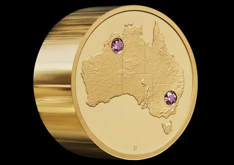 Discovery" the gold and pink diamonds coin, unique masterpiece at the price of 2.48 million dollars - Perth Mint 2018