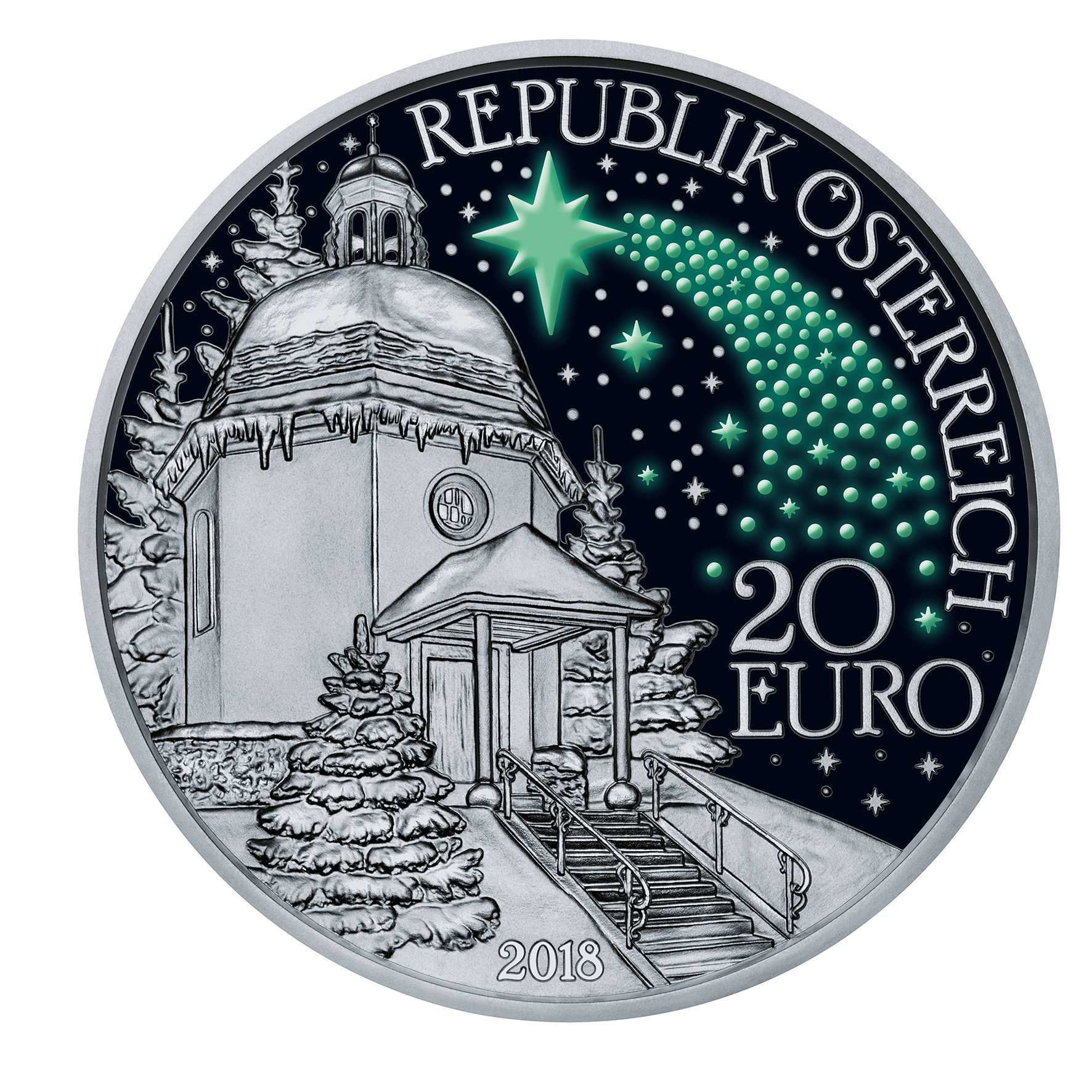 Austrian 2018 “Silent night” 2/3 once silver coin