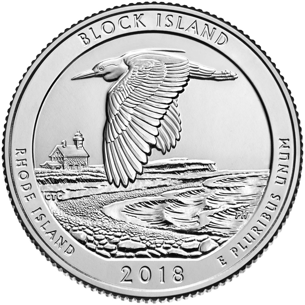 Le nouveau quart de dollar 2018 de l'US mint - Refuge de Block Island