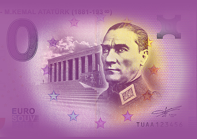 Zero Euro Ataturk 19 Euro Souvenir Banknote Zero Euro Ataturk 19 Euro Souvenir Banknote Numismag