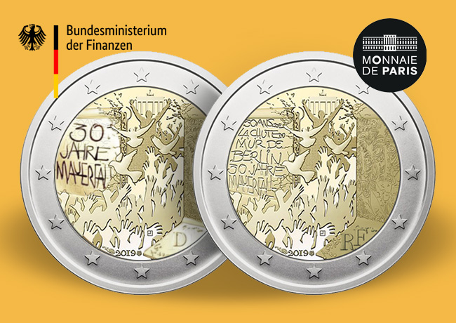 2019 French And German Joined 2 Commemorative Coin Fall Of Berlin Wall2019 French And German Joined 2 Commemorative Coin Fall Of Berlin Wall Numismag