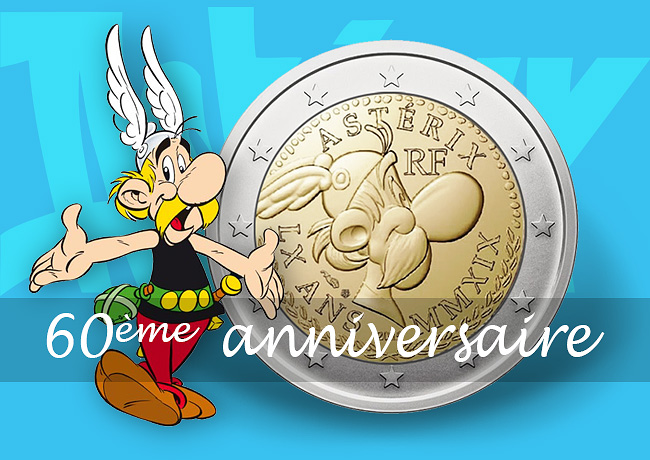 Pièce de 2 euro Astérix commémorant les 60 ans d’Astérix, un anniversaire magnifix !