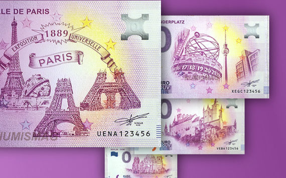 Zero euro banknotes in 2019 BERLIN World Money Fair